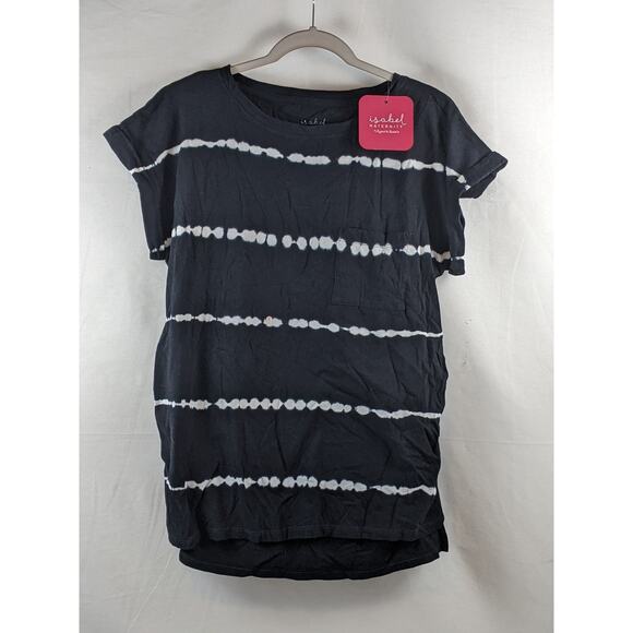 Tie Dye Linen Like Cuff Short Sleeve Maternity T-Shirt S Ingrid & Isabel Layer - Picture 1 of 7